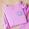 Simply Sage Market S.W.Smiley Embroidered Simple Wink Bold Lightweight Garment Dyed Sweatshirt - 3 of 4