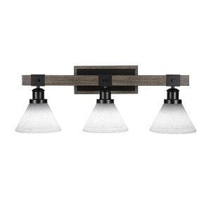 Toltec Lighting Tacoma 3 - Light Vanity in  Black/Painted Wood with 7" White Muslin Shade - 1 of 1