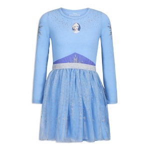 Disney Frozen II Girl's Elsa Long Sleeve Princess Dress Up Outfit with Cape - Blue, Size 4T - 1 of 4