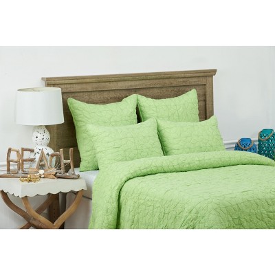Mara Green Cotton Standard Sham with Quilted Design