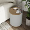 POVISON Modern Round Coffee Table, Wood Side Table, Solid Wood Veneer, For Living Room, Gray, 17.72'' - 3 of 4