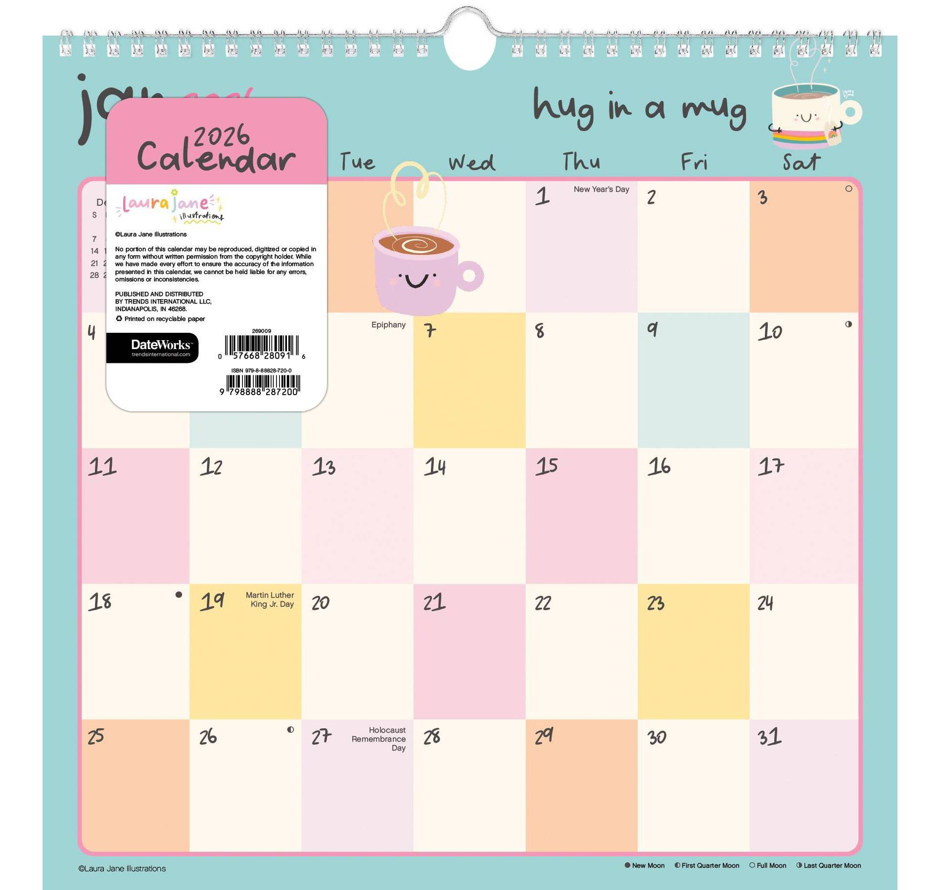 Trends International 2026 Laura Jane Spiral 12"x12.25" Wall Calendar
