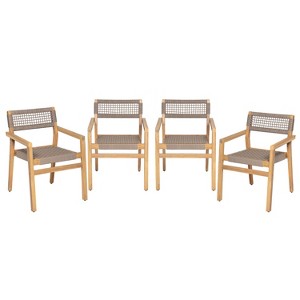 Christopher Knight Home Hamon Outdoor Rope Woven Acacia Wood Dining Chair (Set of 4) - 1 of 4