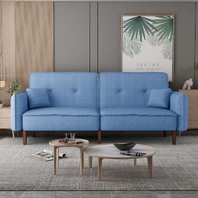 Convertible Futon Sofa Bed With Wooden Legs Blue Modernluxe Target   GUEST E903f70e B352 48ef B028 C4dc763d0c83