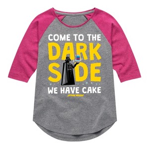 Girls' - Star Wars - Come To The Dark Side Shirt Tail Raglan Graphic T-shirt - 1 of 4
