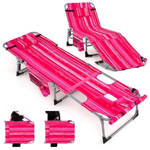 Tangkula Outdoor Folding Chaise 5-Position Lounge Chair w/ Face Hole & Adjustable Footrest - 1 of 4