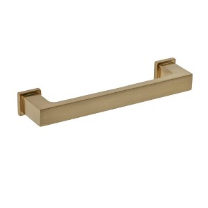 Sumner Street Home Hardware 10pk Chelsey 4" Satin Brass Pulls: Zinc Cabinet Handles, Gold Finish, 4" Center to Center - 1 of 4