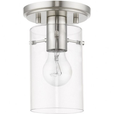 Munich Contemporary Brushed Nickel 1-Light Indoor/Outdoor Flush Mount