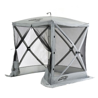 CLAM Quick-Set 6 x 6 Foot Traveler Portable Pop Up Outdoor Camping Gazebo 4 Sided Canopy Shelter with Ground Stakes and Carrying Bag, Gray