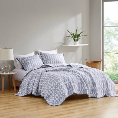 Gray King Reversible Microfiber Matelasse Coverlet Set