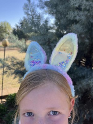 FROG SAC Easter Bunny Ears Headband for Girls, Glitter Rabbit Ear Hair  Bands for Kids, Fuzzy Tie Dye Hair Accessories for Children, Soft Little  Girl