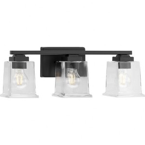 Progress Lighting Gilmour 3-Light Vanity Light, Matte Black, Clear Glass Shades - 1 of 1