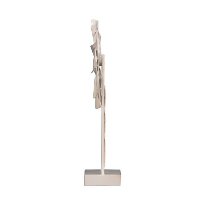 Small White Enamel Metal Windmill Table Figurine
