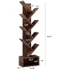 Homhougo Tree Bookshelf with Storage, 8 Tier Wooden Tall Book Shelf, Floor Standing Bookcase, Utility Organizer Shelves, Brown - 2 of 4