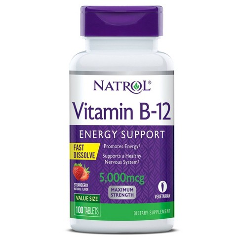 Natrol Vitamin B-12 Maximum Strength Fast Dissolve Energy Support Tablets - Strawberry - 100ct - image 1 of 4