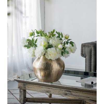 NicBex Aluminum Oval Shape Flower Vase, Vintage Style Pharmacy Bottles for Home, Living Room, Bedroom, Table & Kitchen Shelf, Silver Gray