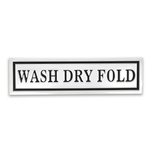 Cheung's Arabella Glossy White and Black Metal Wash Dry Fold Sign - 1 of 4