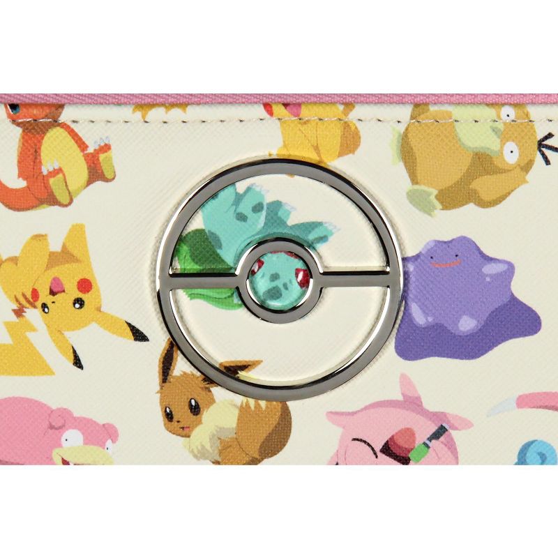 Pokemon Allover Character Zip Around Closure Faux Leather Wallet For Women White, 2 of 5