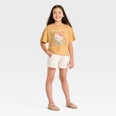 Sanrio Girls' Hello Kitty Short Sleeve Relaxed Fit Front and Back Graphic T-Shirt - Yellow S — фото 4