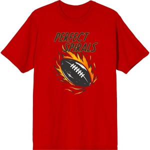 "Perfect Spirals" Flaming Football Adult Crew Neck Short Sleeve Tee - 1 of 2