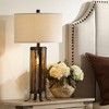 Pacific Coast Lighting 30 1/2" Tall Large Rustic End Table Lamp Night Light Dark Amber Black Glass Metal Single Beige Shade Living Room Bedroom - 2 of 4