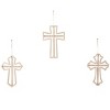 Set of 3 Wood Biblical Carved Beaded Crosses Wall Decors with Rope Hanger Brown - Olivia & May - 3 of 4