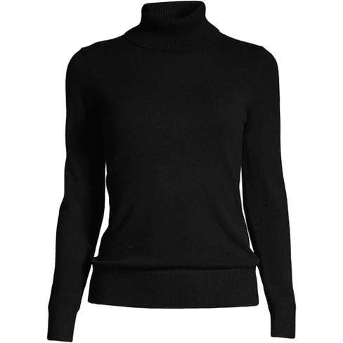 Lands' End Women's Petite Cashmere Turtleneck Sweater - X-Small - Black