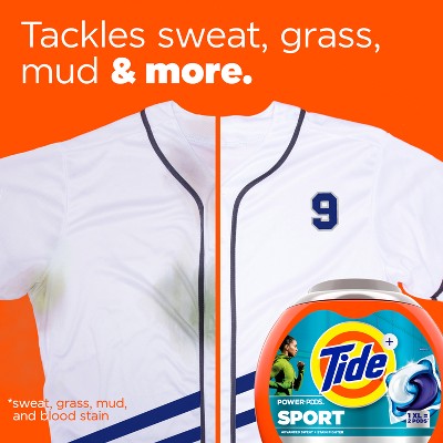 Tide Sport Power HE Deep Cleaning Concentrated Laundry Detergent Pods 63 Pacs - 93oz: Odor Control, Paraben-Free, Sporty Scent