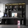 FUFU&GAGA Spacious Double Desk Workstation Game Desk Computer Desk Light Strips and USB Ports - 2 of 4