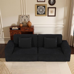 Whisen 106.3" Large Modular Sofa - Striped Fabric, Modern Style, Comfortable, Vacuum Compression, Full Sponge, High Rebound, Straight - 1 of 4