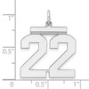 Black Bow Jewelry Sterling Silver, Athletic Collection, Large Polished Number 22 Pendant - 4 of 4