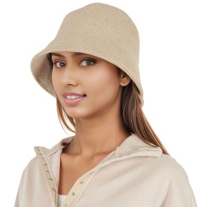 Anna-Kaci Womens Fall Knitted Bucket Hat Summer Travel Beach Crochet Fisherman Sun Hat - 1 of 4