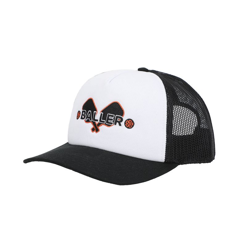 Pickleball Baller White & Black Foam Trucker Hat, 2 of 7