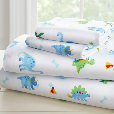 Wildkin Kids Dinosaur Land 100% Cotton Flannel Sheet Set - Twin