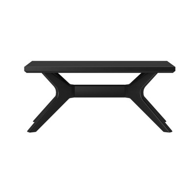 Verso Black Rectangular Wood Coffee Table with Cross Legs