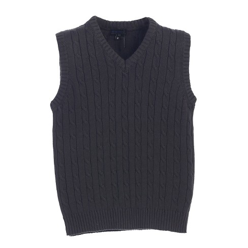 Gioberti Boy s 100 Cotton Soft V neck Cable Knit Sweater Vest Charcoal Size 18 Target