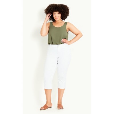 Evans  Women's Plus Size Denim Love Crop Jeans - White - 22w : Target
