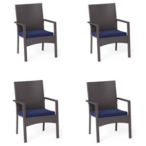 Captiva Designs Outdoor Patio All-weather Wicker Dining Chairs with Thick Cushion - 1 of 4