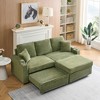 80" Corduroy Sectional Sofa with Hidden Recliner, Removable Footstool, Cup Holders & Armrests, Space-Saving Pull-Out Couch - 3 of 4