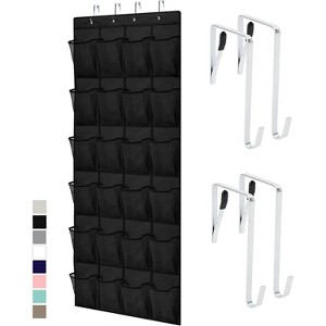 Attop Over the Door Shoe Organizer, 24 Large Breathable Mesh Pockets, Hanging Storage Holder, Holds Up to 40 lbs, for Shoes, Accessories, Black - 1 of 4