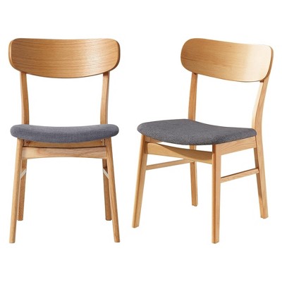 QingMoon Dining Chairs Set of 2, Solid Wood Upholstered Chairs with Curved Back for Dining Room, Kitchen, Living Room and Coffee Shop