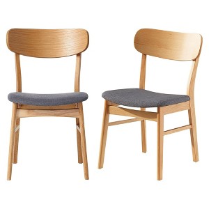 QingMoon Dining Chairs Set of 2, Solid Wood Upholstered Chairs with Curved Back for Dining Room, Kitchen, Living Room and Coffee Shop - 1 of 4