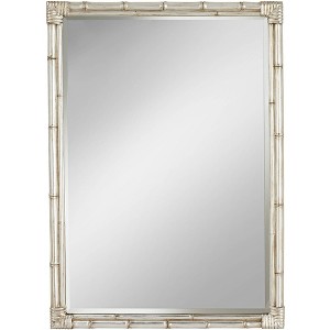Noble Park Rectangular Vanity Wall Mirror Modern Rustic Silver Faux Bamboo Frame Beveled 31" Wide for Bathroom Bedroom Living Room - 1 of 4