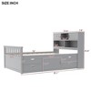 Twin Size Captain Platform Bed Frame with Storage Bookcases, Shelves, Cabinet and 4 Drawers-ModernLuxe - 4 of 4