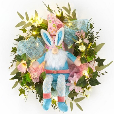 The Lakeside Collection Animated Kicking Easter Gnome Wreath