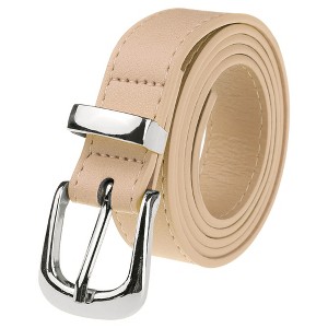INSPIRE CHIC Women Faux Leather Gold/Silver Buckle Belt 0.9" Waist Belts for Jeans Pants Dresses - 1 of 4