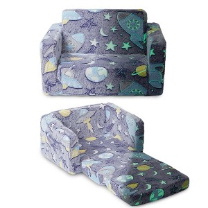 Toddler Couch,Toddler Chair,Kids Sofa Chair 2-in-1 Baby Seat Furniture Fold Out, Convertible Sofa to Lounger Soft Comfy Glow in The Dark Kids Sofa Bed Gifts for Kids Girl Boys - 1 of 4
