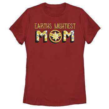 Women's Marvel Earths Mightiest Mom Captain Marvel Badge T-Shirt