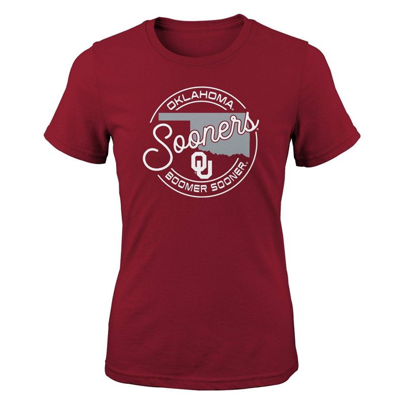 NCAA Oklahoma Sooners Girls&#39; Short Sleeve Crew Neck T-Shirt, 1 of 2