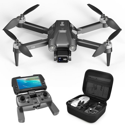 Contixo F25 Foldable Drone 1080p FHD Camera - FAA-Exempt - FPV Screen, GPS, Smart Modes, Brushless Motors, Travel Case Compact Drone for Beginners